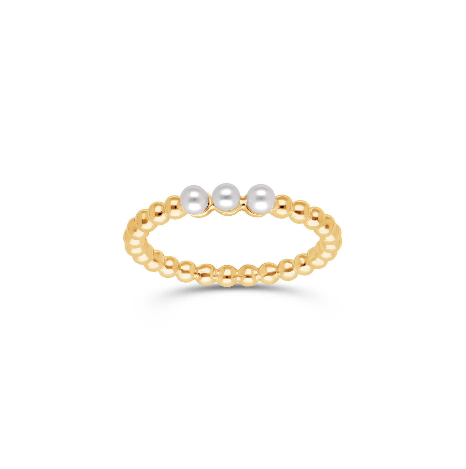Sabel Collection Yellow Gold Beaded Pearl Ring